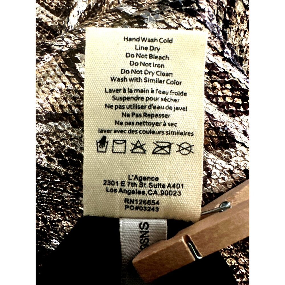 L’Agence 8P Bronze Metallic Python Print Mini Dress Glamcore Bodycon Night Luxe - Picture 12 of 14